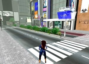 Blick in eine Straße im Second Life